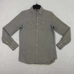 G-Star Raw Essentials Mens S Western Tacoma Shirt Gray Pearl Snap Cowboy
